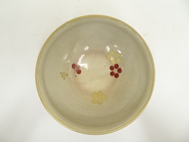 道具 ] - 道具 膳所焼 岩崎新定造 色絵糸目梅花文茶碗（共箱